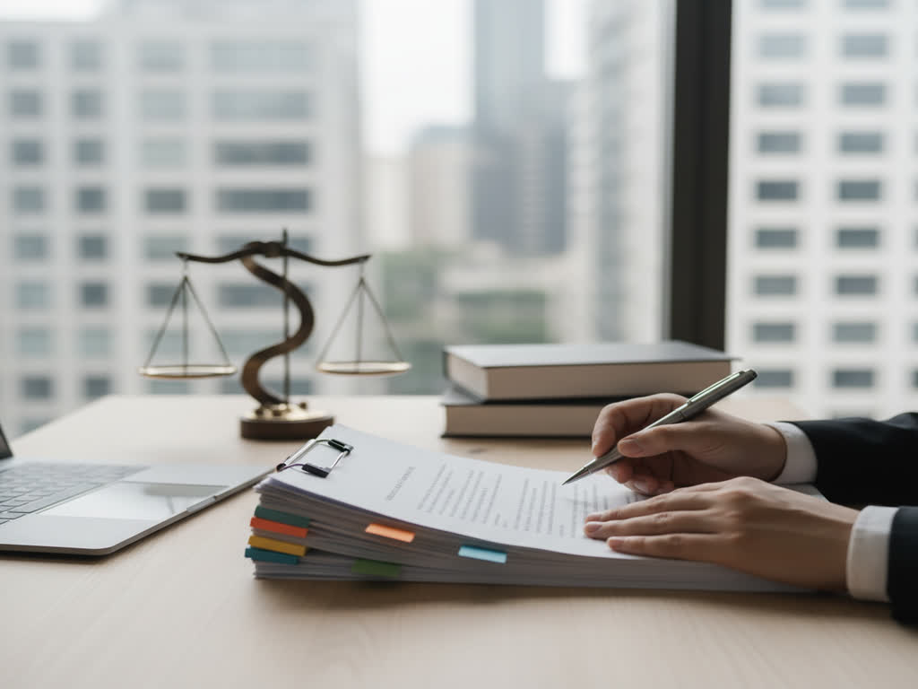 Abogado revisando tutela contra providencia judicial con documentos y jurisprudencia